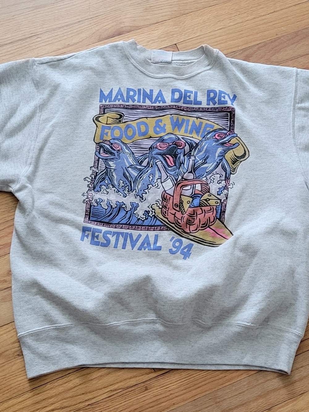 Vintage Marina Del Rey Food & Wine Festival '94 Graphic Sweatshirt - Light Gray